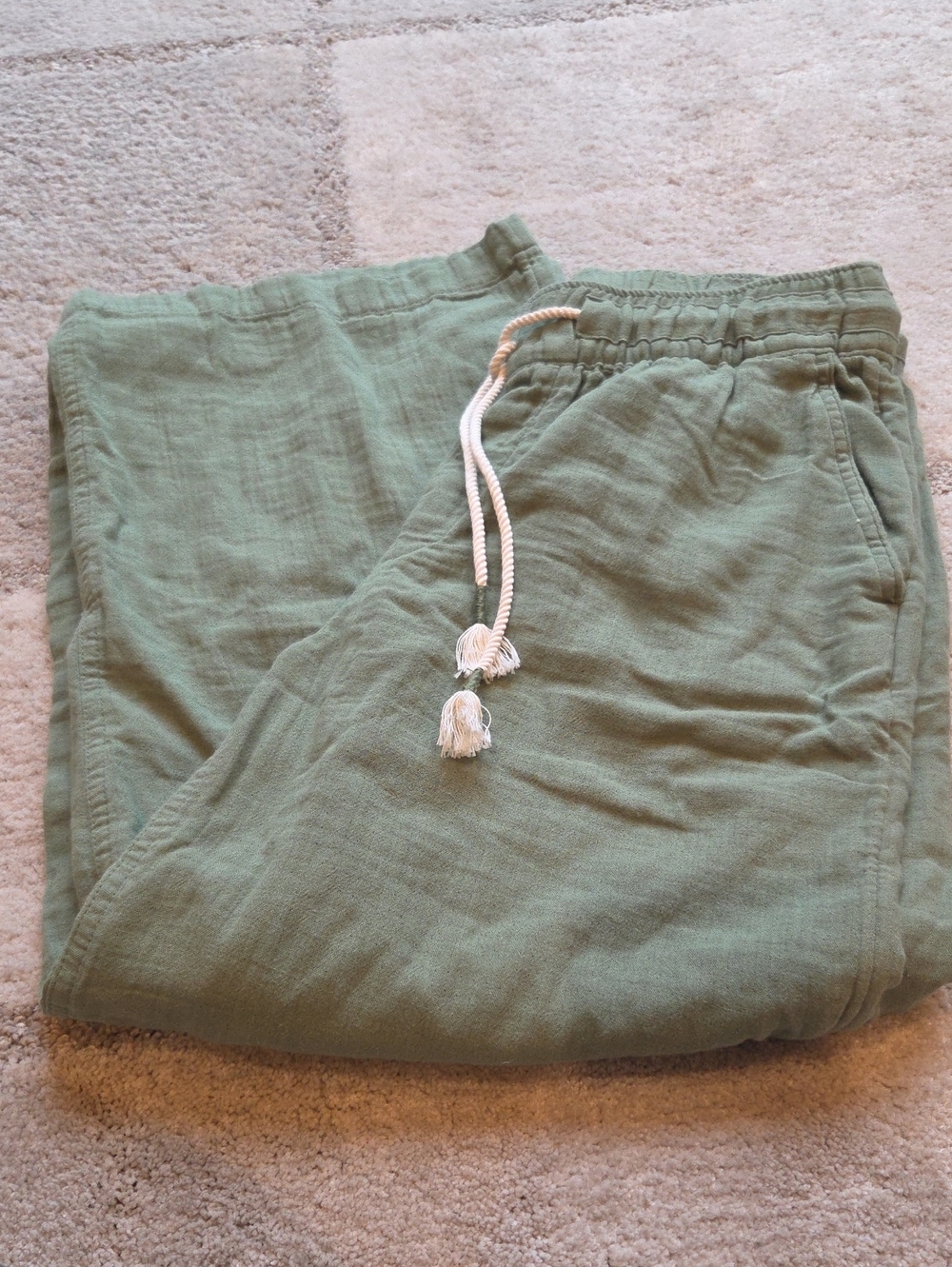 Old Navy Olive Green Wide-Leg Drawstring Pants